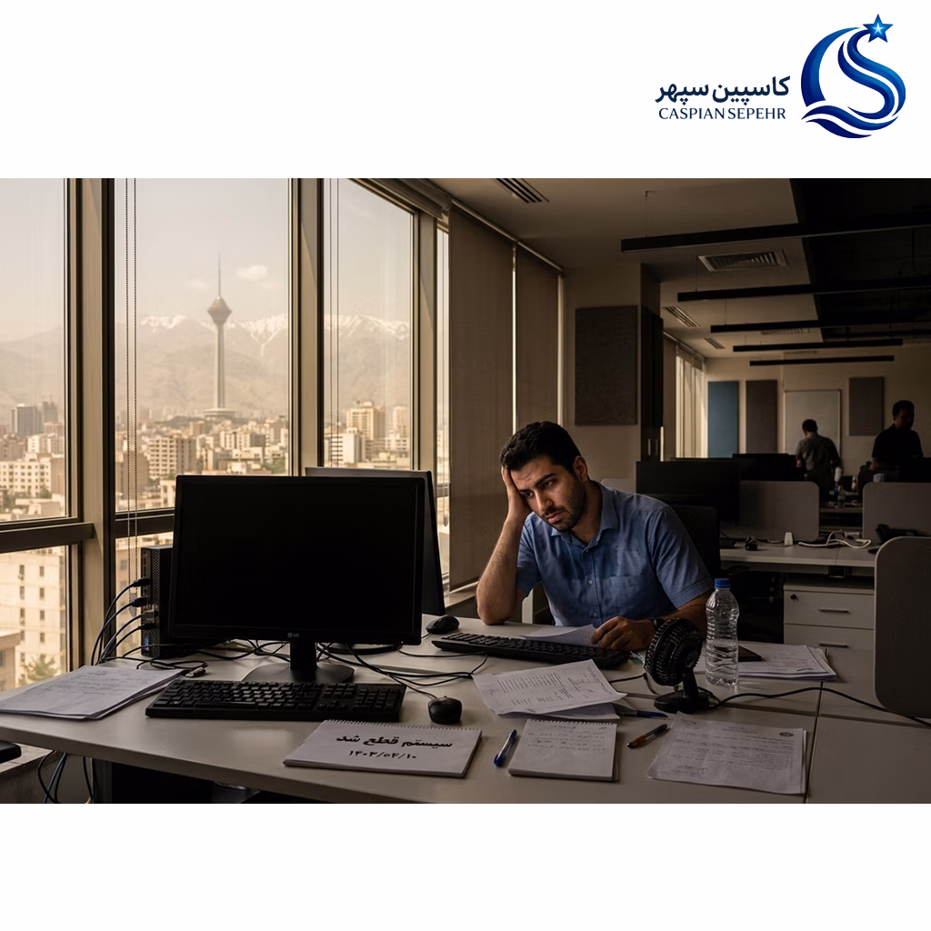 پنل خورشیدی برای سازمانها و ادارات؛ راهکار عبور از ناترازی برق<br><p dir="rtl" lang="fa"></p> 2 خاموشی برق در اداره ایرانی تهران و تأثیر ناترازی برق بر سازمانها